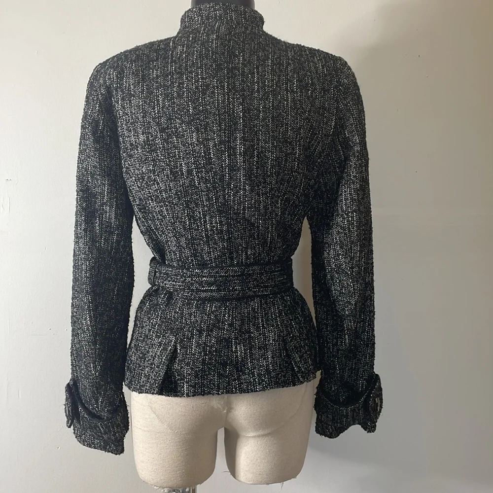 Anne Fontaine Tweed Zip Up Jacket Pockets Size 38 US 4 - Picture 7 of 13
